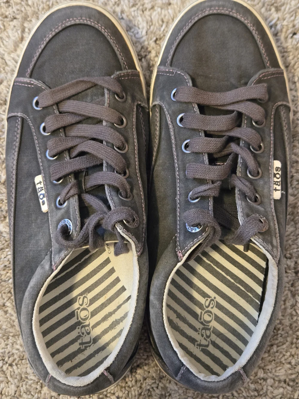 Taos Footwear Mens Gray Canvas Lace-Up Sneakers